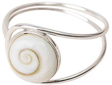 Ring aus 925er Sterlingsilber mit Shiva-Auge, Naturstein, Heiliger Lucia, natürliche Muschel, weißer Damenring, mediterraner Schmuck