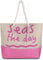 normani Strandtasche Schultertasche Handtasche Umhängetasche mit Sommer Design und großem Volumen Farbe Sea Pink