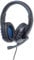 Manhattan USB-Gaming-Headset mit LEDs für PC, Mac, PS3 & PS4, verstellbares Mikrofon, integrierte Audiobedienelemente, integriertes USB-Kabel mit 1,8 m Länge, schwarz/blau, 176088