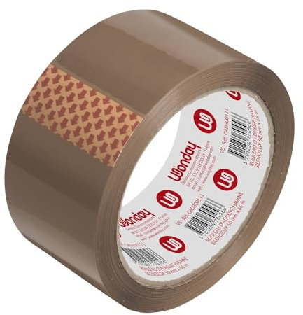 WONDAY Rouleau d'Adhésif d'Emballage Marron type Havane Silencieux 50 mm x 66 m