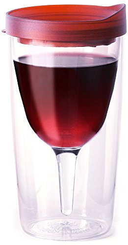 Vino2Go The Original & Best Double Wall Insulated Portable Wine Cup (Red)