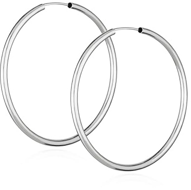 NKlaus Paar Creolen 585 Weißgold, rund, Goldohrringe, 40mm, 1,9mm | Runde Creolen und Goldohrringe aus 585 Weißgold, 40mm, 1,9mm