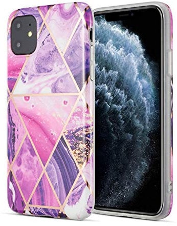 DEFBSC iPhone 11 Pro Max Marble Case, Colourful Marble Case Ultra Slim Soft TPU Bumper Shockproof Colourful Marble Back Cover Case for 6.5 inch iPhone 11 Pro Max, Purple