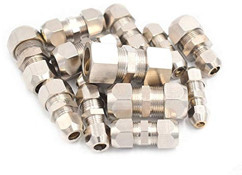 Wgd Jietou 1PC Compresión del Manguito Tubo De Empalme De Latón 4-16mm Tubo Tarjeta De Juego Doble De Cobre Juntas Tuberías Tuerca De Sujeción Doble Recta (Color : OD Tube 4mm to 4mm)