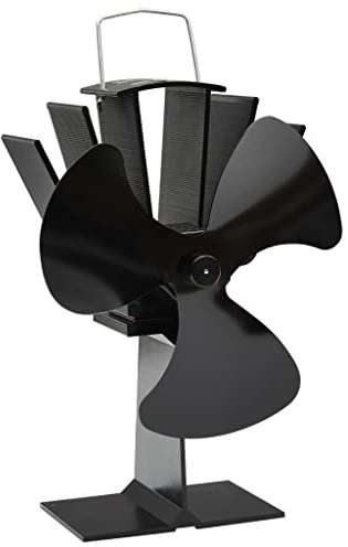 vidaXL Heat Powered Stove Fan 3 Blades Black