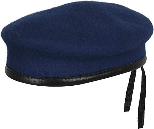 Bundeswehr Commando Barett aus Wollfilz mit Lederband Farbe Blau Größe 62