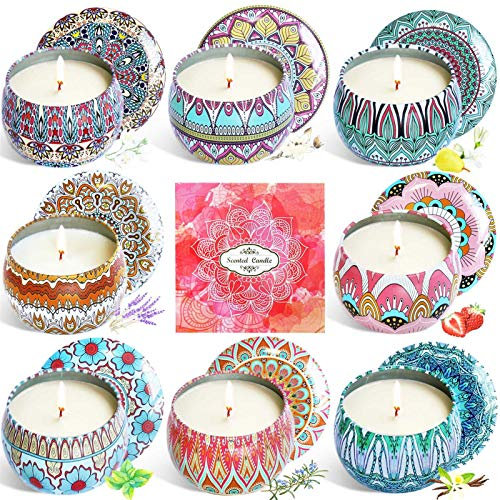 SWECOMZE Duftkerzen Geschenkset für Damen, 8 Pack 1000g SojaWachs-Kerzefür Muttertag, Weihnachten,Geburtstag, Valentinstag, Aromatherapie, Bad, Yoga