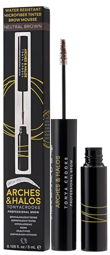 Arches and Halos Microfiber Tinted Brow Mousse - Richly Pigmented Eyebrow Shaper - Water Resistant Filler Pen - Vegan - Neutral Brown - 0.11 oz