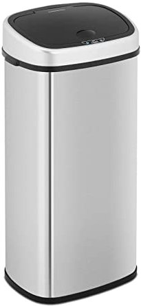Fromm & Starck Poubelle Automatique Cuisine Carrée En Inox Rectangulaire Sans Contact STAR_BIN_33 (68 l, Afficheur LED, Portée Du Capteur De 30 cm, Alimentation Par Piles, Acier Inoxydable & ABS)