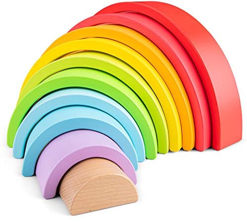 New Classic Toys 10825 Hölzerner Regenbogenstapler