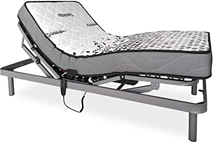 DUÉRMETE ONLINE Ergomax Elektrobett, verstärkt, mit viskoelastischer Matratze hinten, Plus, Anthrazit, 90 x 200 cm