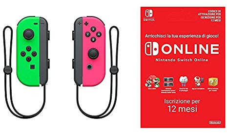 Nintendo Switch: Set Da Due Joy-Con, Verde/Rosa Neon Limited & 365 Giorni Switch Online Membri (Individual) Codice download