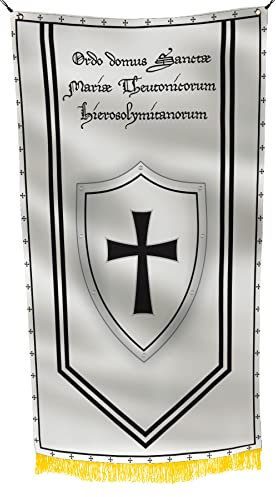 Flagge des Ordens des Bruders des Deutschen Hauses der Heiligen Maria Jerusalem, 7,6 x 12,7 cm, Flagge, Banner, religiöse und militärische Natur, Deutscher Staat in Preußen, christliche humanitäre und