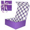 Tekhoho Lila Geschenkbox 21.5x21.5x9 cm, Premium Geschenkbox mit Magnetdeckel und Schleife für Feiertage Hochzeit Geburtstag Geschenkverpackung, Kariertes Futter