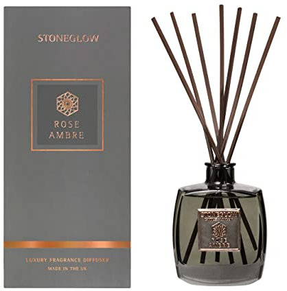 Stoneglow Metallique Collection - Rose Ambre 210ml Scented Reed Diffuser - Grey