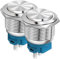Gebildet 22mm Hoher Kopf SPDT EIN/AUS Rastender Drucktaster Wasserdicht, Edelstahl Metall Drucktaster, Lötstiftanschlüsse DC 6V/12V/36V/48V, AC 110V/230V, 2A, 1NO + 1NC