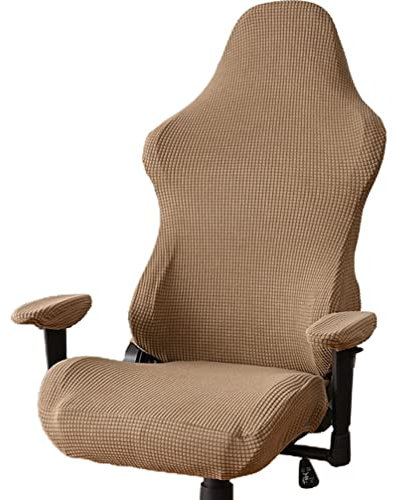 Beavorty Stretchy Spandex Dust-proof Cover Swivel Accent Chair 1 Set of Stretch Gaming Chair Cover Computer Chair Cover Washable Chair Protector Light Brown Stretchy Couch Cover