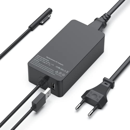 Surface ladekabel 44W 15V 2.58A Surface Pro Ladegerät Netzteil Adapter für Microsoft Surface Pro 7/6/5/4/3/X Surface Laptop 3/2/1 Surface Go/Book Windows Surface Charger mit USB-Port