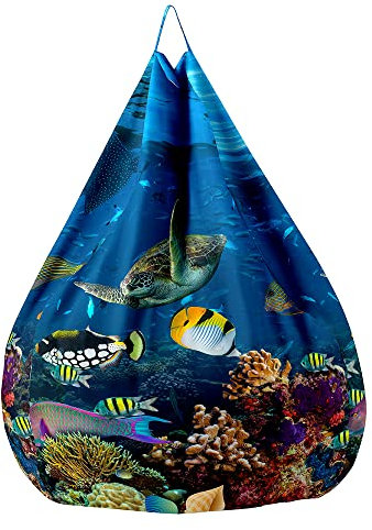 Treer Sitzsack ohne Füllung, für Kinder & Erwachsene, Lazy Bean Bag, Unterwasserwelt Drucken Sitzsäcke Sitzsackbezug, Spielzeug Aufbewahrung Sitzkissen mit Reißverschlus (80x90 cm,Schildkröte)