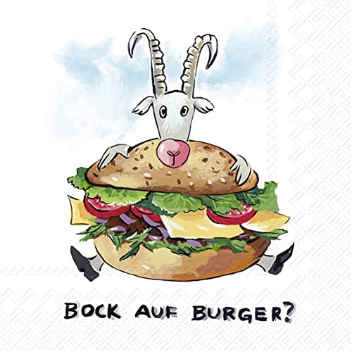 IHR Ideal Home Range - Papierservietten BOCK AUF BURGER 20 St. Lunch-Servietten 33 cm x 33 cm