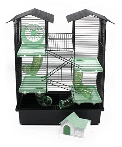 ZooPaul Nagerkäfig Hamsterkäfig XXL mit Zubehör Maus Hamster Käfig Tunnel Haus (Schwarz Turkis)