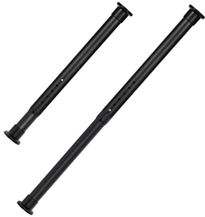 BAOYOUNI 2 Pièces Tringle Extensible à Rideau de Douche sans Perçage Longueur Réglable 110-260cm Barre de Tension à Ressort pour Salle de Bain, Placard, Armoire, Fenêtre, Cuisine, Noir Mat