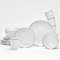 VAN WELL Vajilla Glamour White para 4 personas, 16 piezas en forma redonda, color blanco con borde dorado, porcelana, apto para lavavajillas