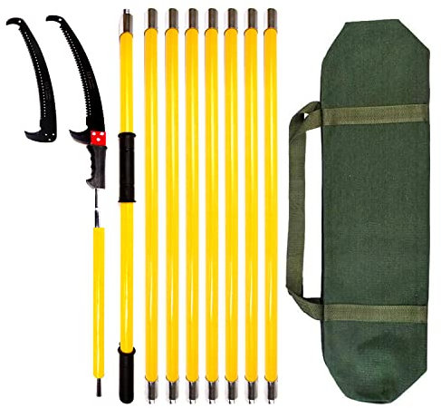 30FT/9m Teleskopische Astsägen, Haltbarkeit Baumsäge mit Griff, Manueller Trimmer Höhenverstellbar 2,24m-9,14m, Gartengeräte für Beschneidungsarbeiten, Mit Klingen und Aufbewahrungstasche