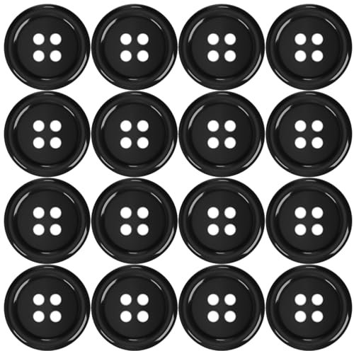 100 Stück Knöpfe für Bekleidung Harz Buttons Schwarz Knopf 4 Löcher Knöpfen zum Basteln Rund zum Nähen,Basis Button,Harz Knöpfe für Kleider Nähen DIY Handwerk Scrapbooking und Dekorieren-15MM