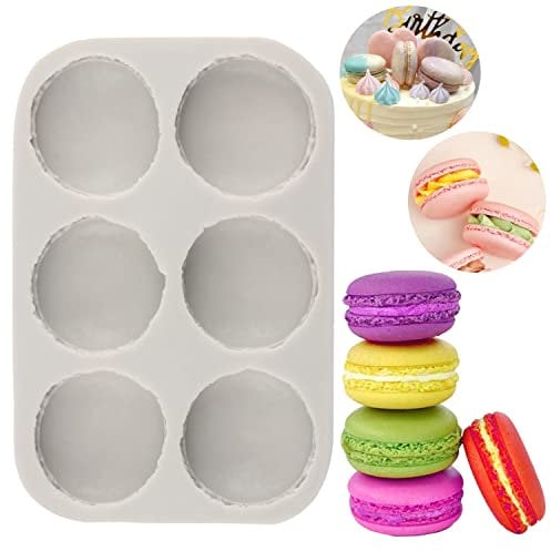 MYPRACS 6-Cavity 3D Macaroon Hamburger Silicone Fondant Moulds for Cake Decorating Chocolate Candy Mini Soap Bath Bomb Set of 1