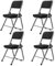 Lvhecforhm 4er Set Klappstuhl mit Rückenlehne, Esszimmerstühle, Küchenstuhl mit Stahlrahmen, Esszimmerstuhl Konferenzstuhl Klappbar, Klappstühle Schwarz Leder, Loungesessel, Modern Freien Klappstühle