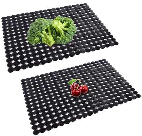 2 Pièces Tapis de Protection D'évier, 30 x 40 cm Fond Evier Cuisine Tapis, Tapis Evier en Plastique à Découper, Protection Evier Découpé Sur Mesure, Tapis Evier Cuisine pour Protection D'évier (Noir)