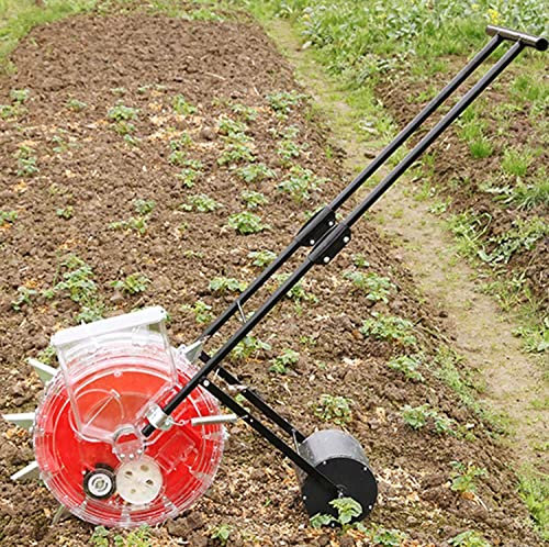 OSBELE Sembradora De Jardín, Sembradora De Empuje De Precisión, Sembradora Manual De Paso Ajustable, Esparcidor De Abono para Césped Y Jardín, para Plantas De Maíz, Frijoles, Verduras,8Holes