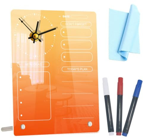 Zerodeko 1 Satz Uhr-Planungstafel Acryl-Memoboard beschreibbare Tischtafel Tischkalender Desktop-Whiteboard Notiztafel aus Acryl vertikal Schreibtisch Notizbuch Wanduhr Büro