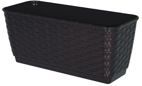 Blumenkasten L 400 mm - Balkonkasten aus wetterfestem Kunststoff - Blumenkästen - Balkonkästen (Dunkelbraun, 400 mm)