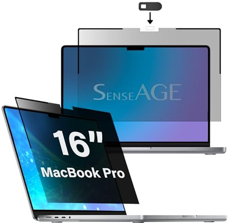 SenseAGE Magnetischer Privatsphäre-Bildschirmschutz für MacBook Pro 16 Zoll (2019 A2141) mit WebcamSchiebeabdeckung, Bläschenfrei, Blendschutz