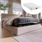 Zravenna Polsterbett 160x200 mit Matratze und Bettkasten, Doppelbett Bettgestell mit Lattenrost, Stauraumbett Metallbett, Leinen, Beige (Beige, 160x200cm-mit Matratze)