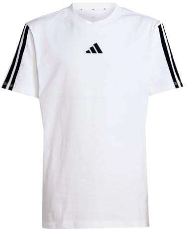 adidas Unisex Kinder Essentials 3 Stripes T-Shirt, White/Black, 11-12 Years
