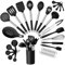 Joyfair Kitchen Utensil Set, 34 Pcs Silicone and Stainless Steel Cooking Utensils Set with Holder, Heat Resistant Kitchen Tool Accessories Include Spatulas Spoons Ladles for Non Stick Cookware, Black