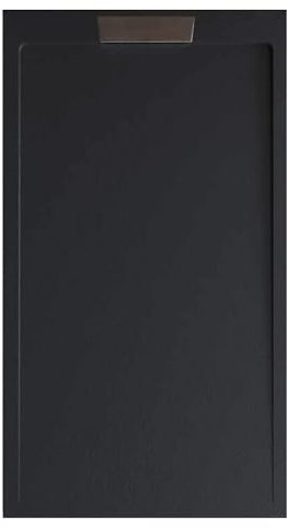 SOULBATH Plato de Ducha Extraplano Antideslizante – Resina Gel Coat - Textura Liso/Piedra – NEGRO - 170x80 - Diseño elegante - Incluye Válvula de desagüe