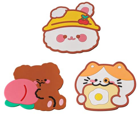 Uanratg Cute Room Decor Cute Animals Mouse Pad Non Coaster Kawaii Coffee Cup Mat Waterproof Table Mat