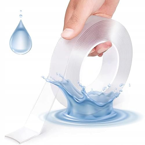 Rosfix Doppelseitiges Nano Klebeband 1mm 50mmx5m Transparent Wiederverwendbar