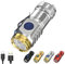 Springmart Mini linterna, nueva mini linterna de tres ojos Monster Mini Flash Super Power, mini linterna de tres ojos Monster, con cubierta de luz suave, gancho trasero, 5 modos, IPX7 impermeable(Silv