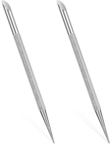 2Pcs Stainless Steel Cuticle Pusher Portable Nail Cleaner Remover Dead Skin Polish Peeler Cutter Nail Cleaning Cuticle Stick Professional Pedicure Nail Art Care for Fingernails Toenails Manicure