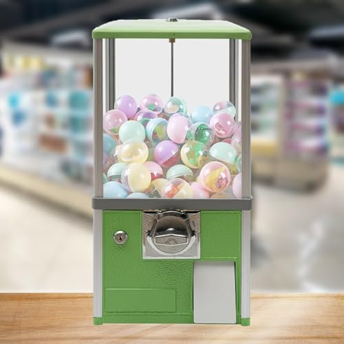 Distributeur automatique commercial, machine à boules de gomme transparentes, distributeur de bonbons, machine à capsules automatique pour magasins de détail, pour la maison, magasin de jeux(Green,1 E
