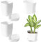 Ksvaye 10 Pezzi Vasi in Plastica 10 cm Bianco Vaso per Piante con Sottovaso Vaso Pianta Quadrata Vasi per Piante Interno Esterne (9 * 9 * 8cm)