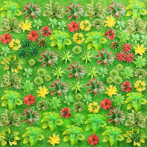 QUOZUO Lot de 100 mini arbres miniatures - Forêt tropicale - Matériau de base miniature - Mini plantes artificielles pour loisirs créatifs, paysages de jardin, chemin de fer, sable, architecture,