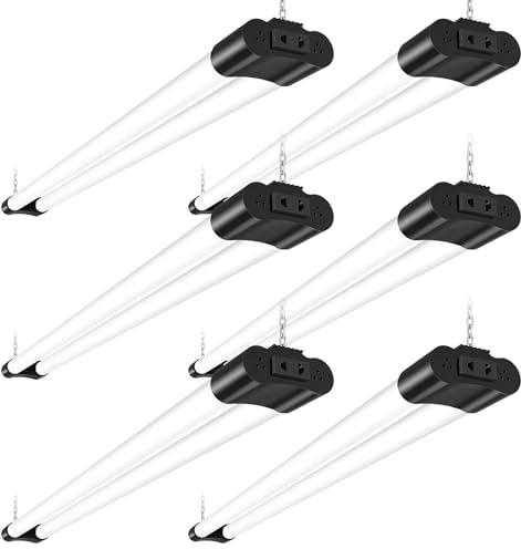 Sararoom 115cm Feuchtraumleuchte, 40W 4400LM LED Deckenleuchte Werkstatt Röhre Licht, 6500K Kaltweiß T8 Verknüpfbar Werkstattlampe Leuchtstoffröhre für Küche Büros Garage Warenhaus Keller, 6 Stücke