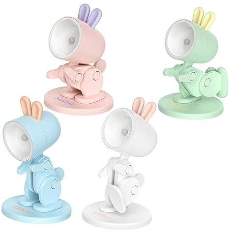 Housoutil 4stücke Kaninchen Form Led Nachtlicht Mit Magnetfuß Für Wohnzimmer Schlafzimmer Büro Cartoon Zimmerlicht Dekoration