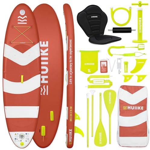 HUIIKE Stand Up Paddling Board 10' und bis zu 130 kg mit Zubehör Inklusive | Zum Kajak Umbaubar mit Paddel, Pumpe, Finnen und Leash. Paddle SUP Board Aufblasbar Hohe Stabilität und Widerstandsfähigkeit